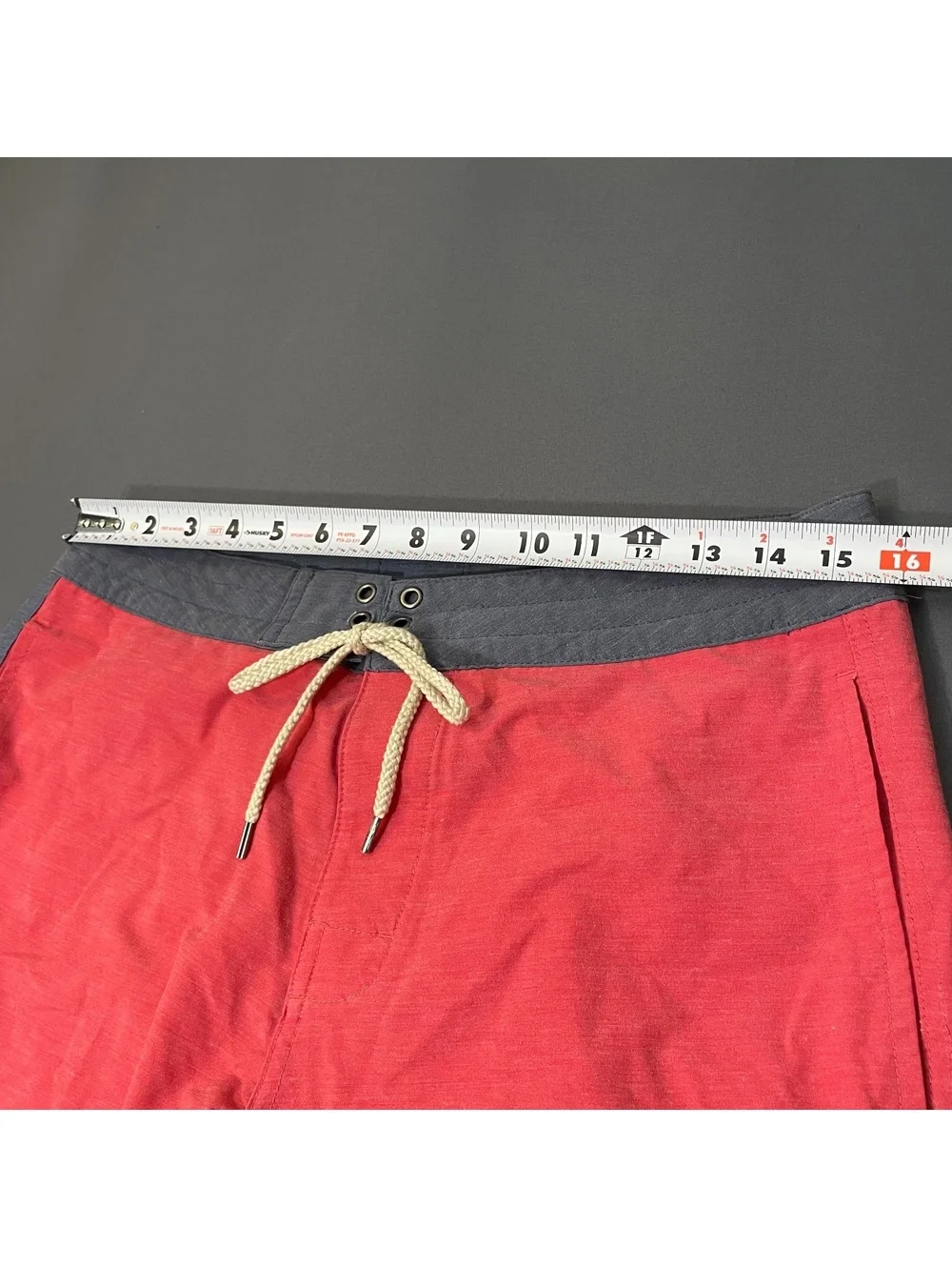 Faherty Men's Red and Gray Drawstring Swim Trunks Board Shorts